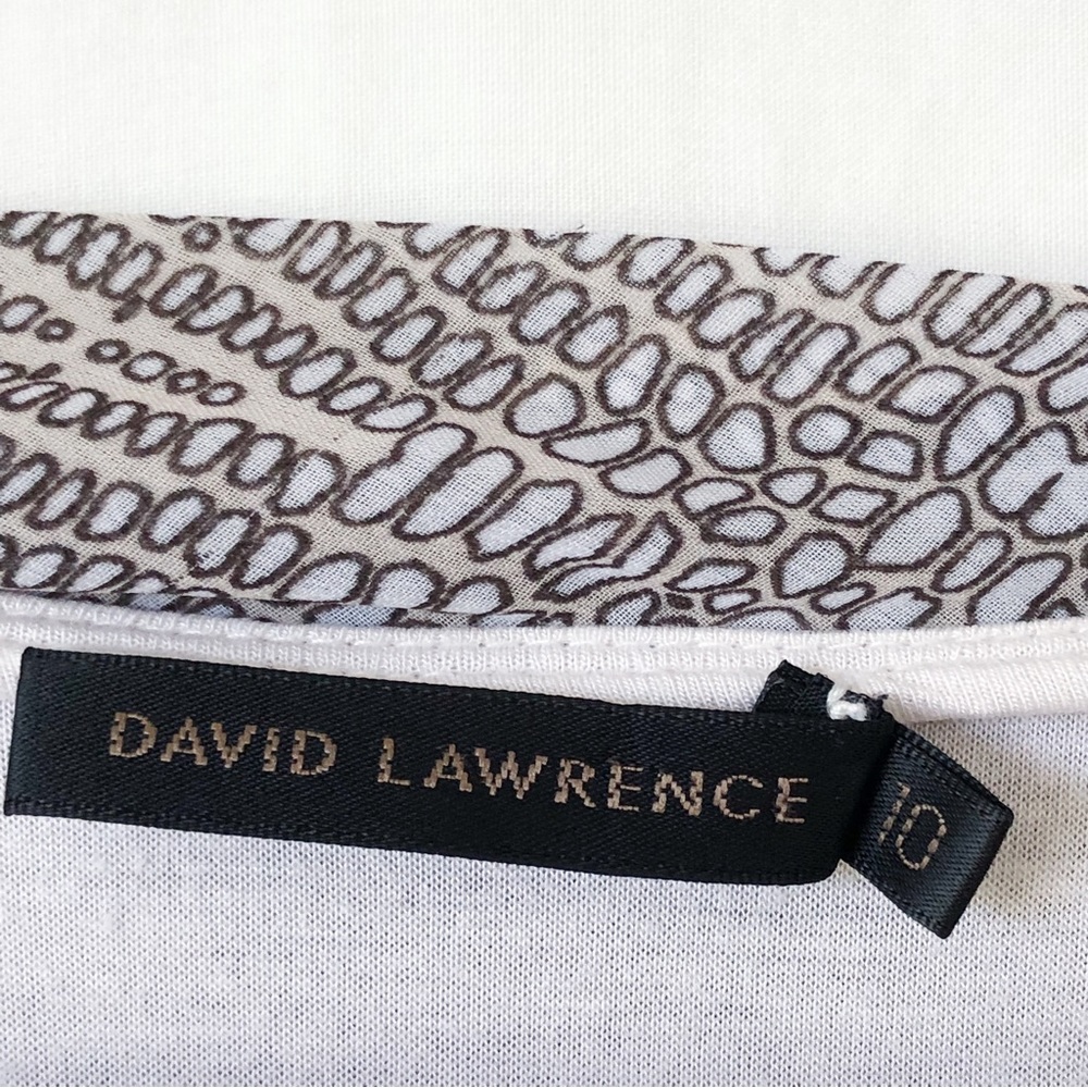 DAVID LAWRENCE Size 10 Beige Grey Abstract Sleeveless Ruffle Chiffon Top Career - Picture 11 of 12